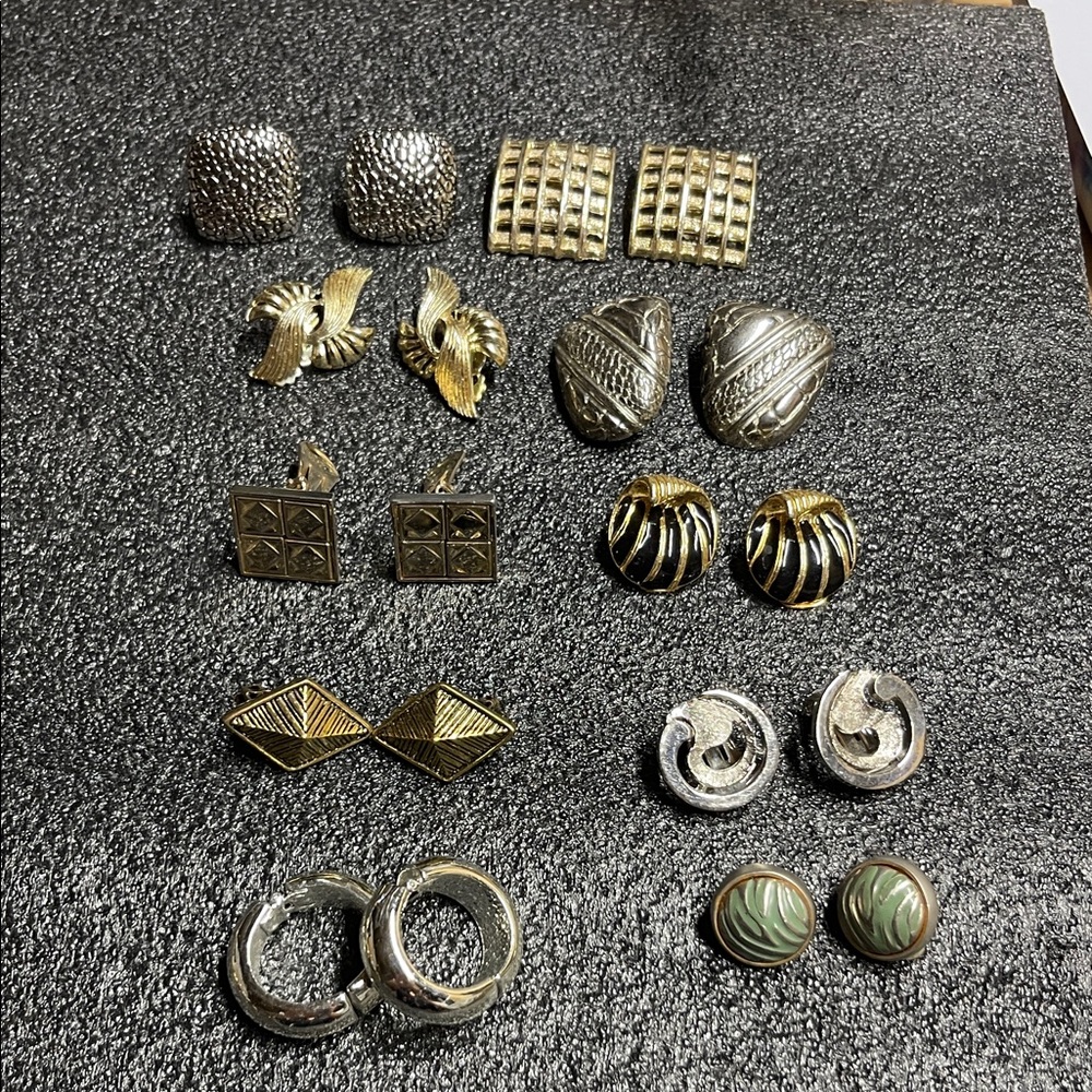 Vintage Clip On Earrings 10 Pair In Bundle